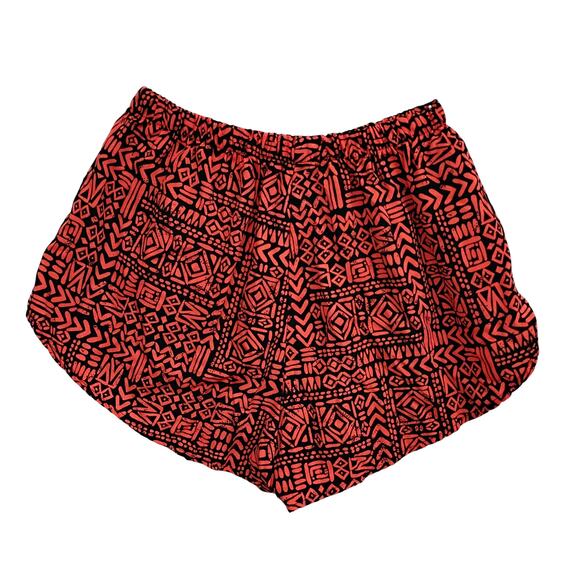 Ambiance Apparel Boho Shorts Size Large Orange and Black Elastic Waist - Picture 2 of 3